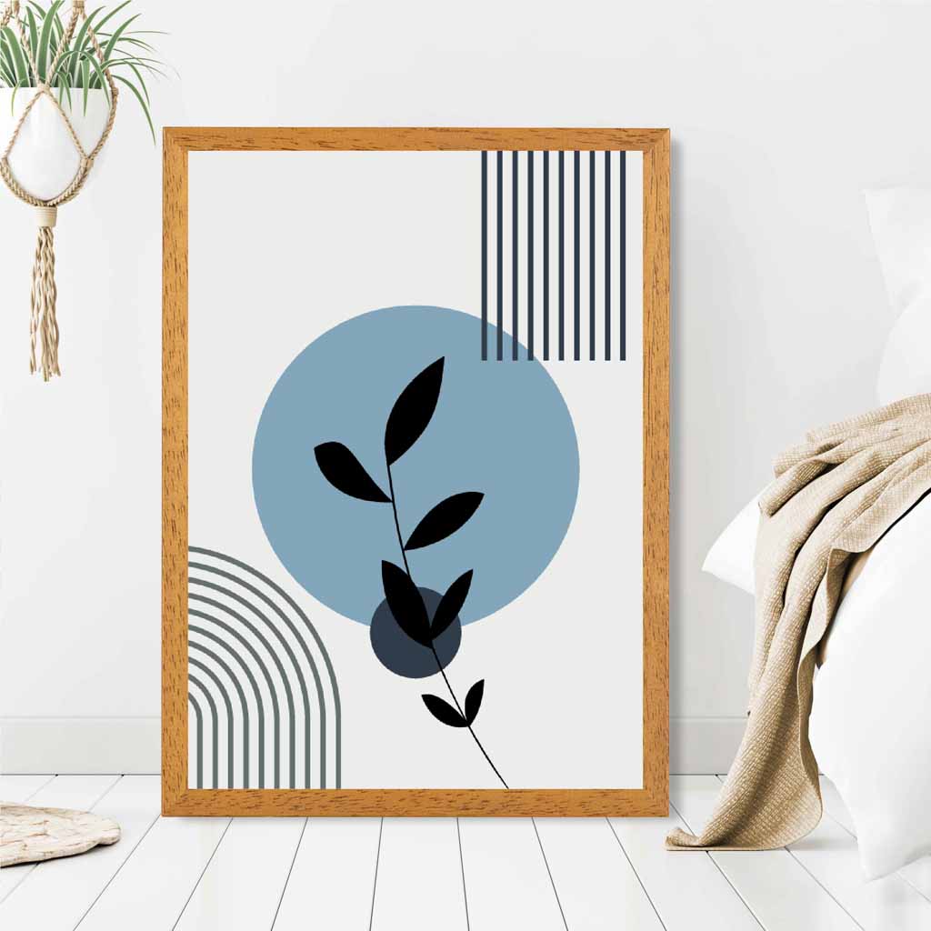 Modern Blue, Beige Floral Arches No 2 Art Print | Wall Art Plaza