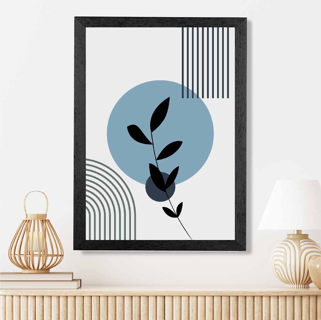 Modern Blue, Beige Floral Arches No 2 Art Print | Wall Art Plaza