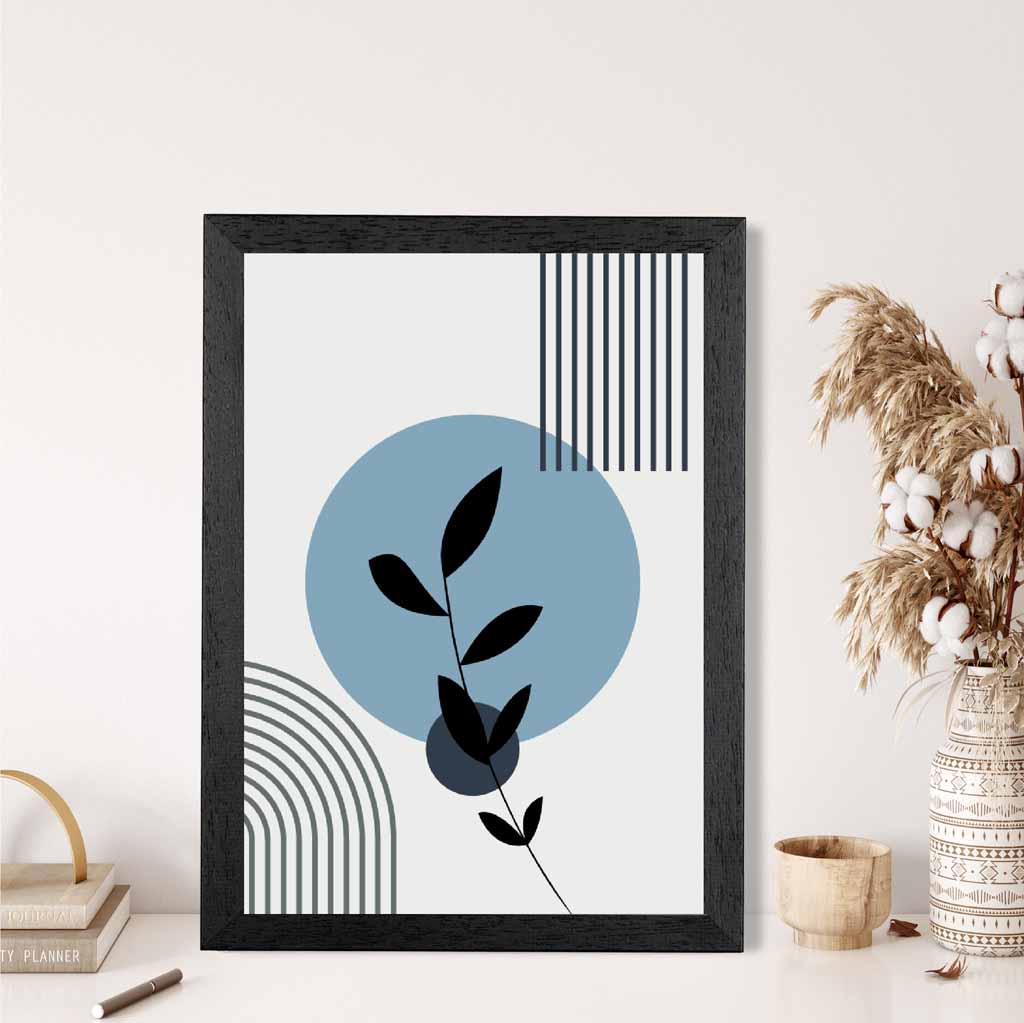 Modern Blue, Beige Floral Arches No 2 Art Print | Wall Art Plaza