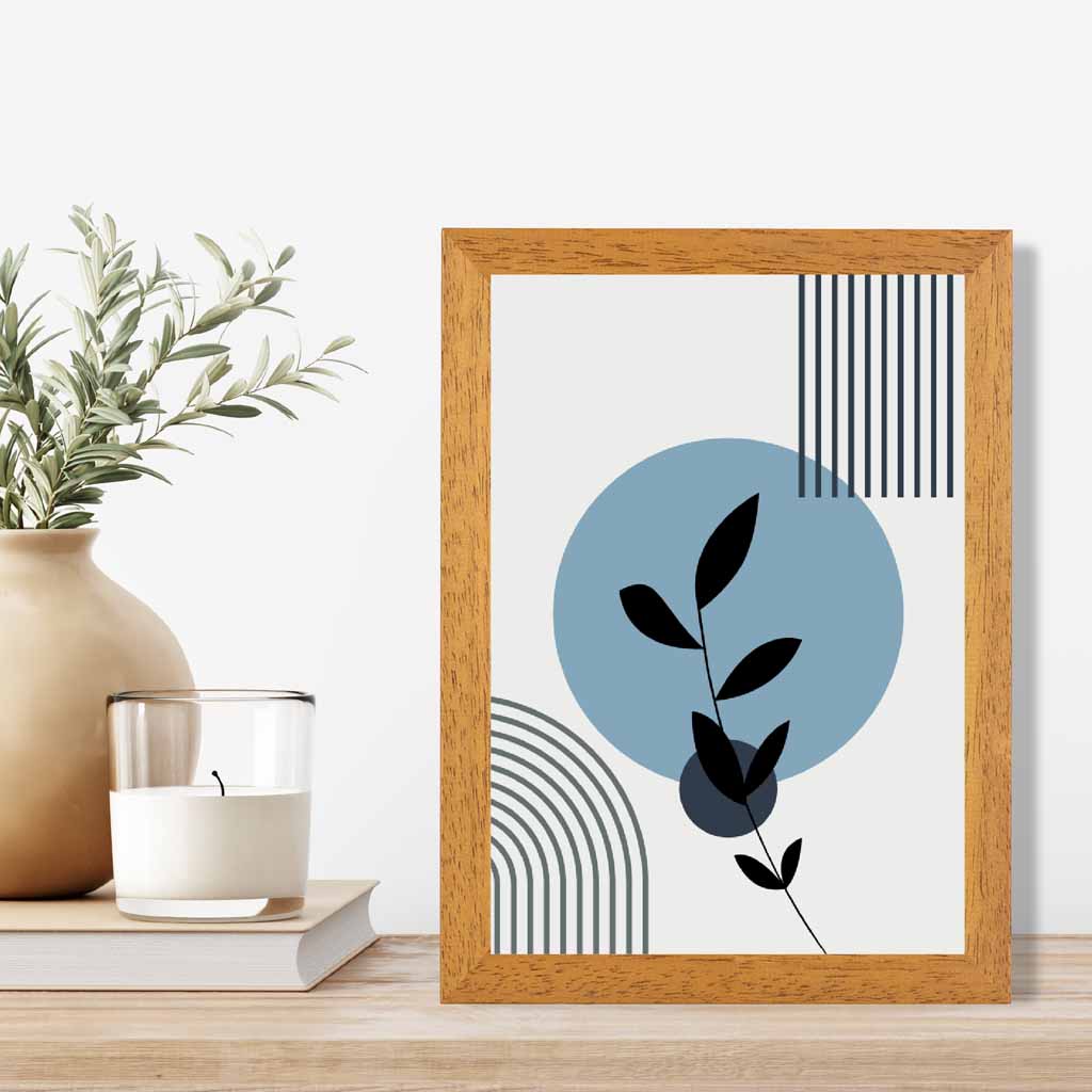 Modern Blue, Beige Floral Arches No 2 Art Print | Wall Art Plaza