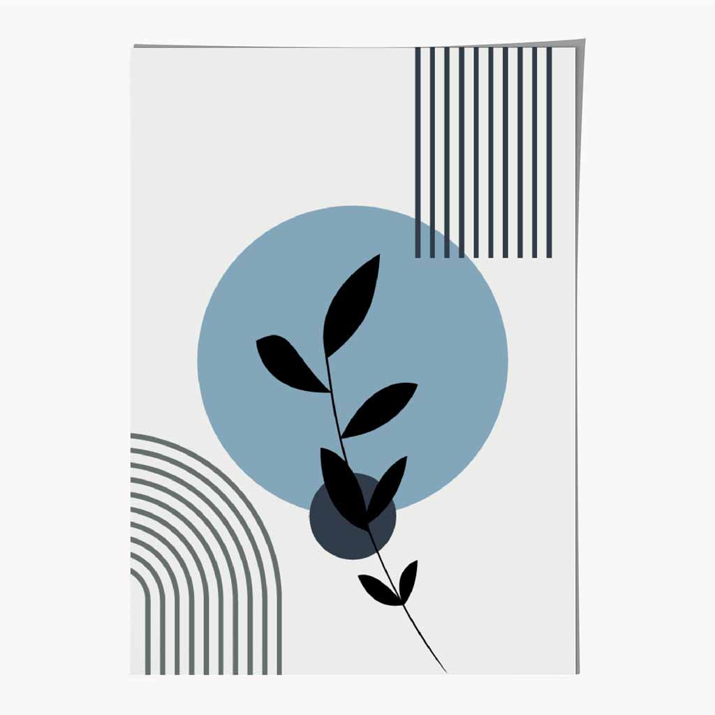 Modern Blue, Beige Floral Arches No 2 Art Print | Wall Art Plaza