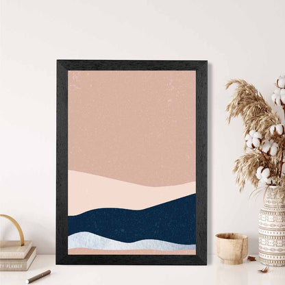 Abstract Painted Blush Pink, Blue Landscape Art Print | Wall Art Plaza