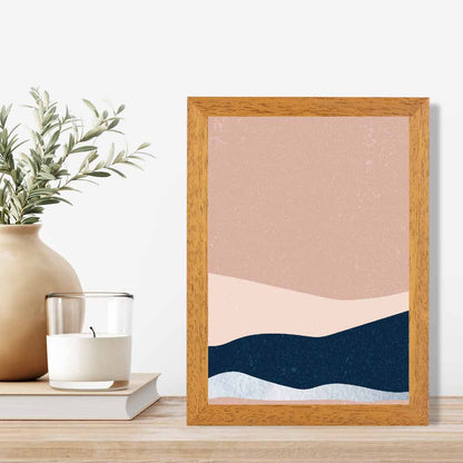 Abstract Painted Blush Pink, Blue Landscape Art Print | Wall Art Plaza