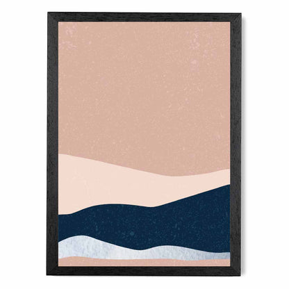 Abstract Painted Blush Pink, Blue Landscape Art Print | Wall Art Plaza