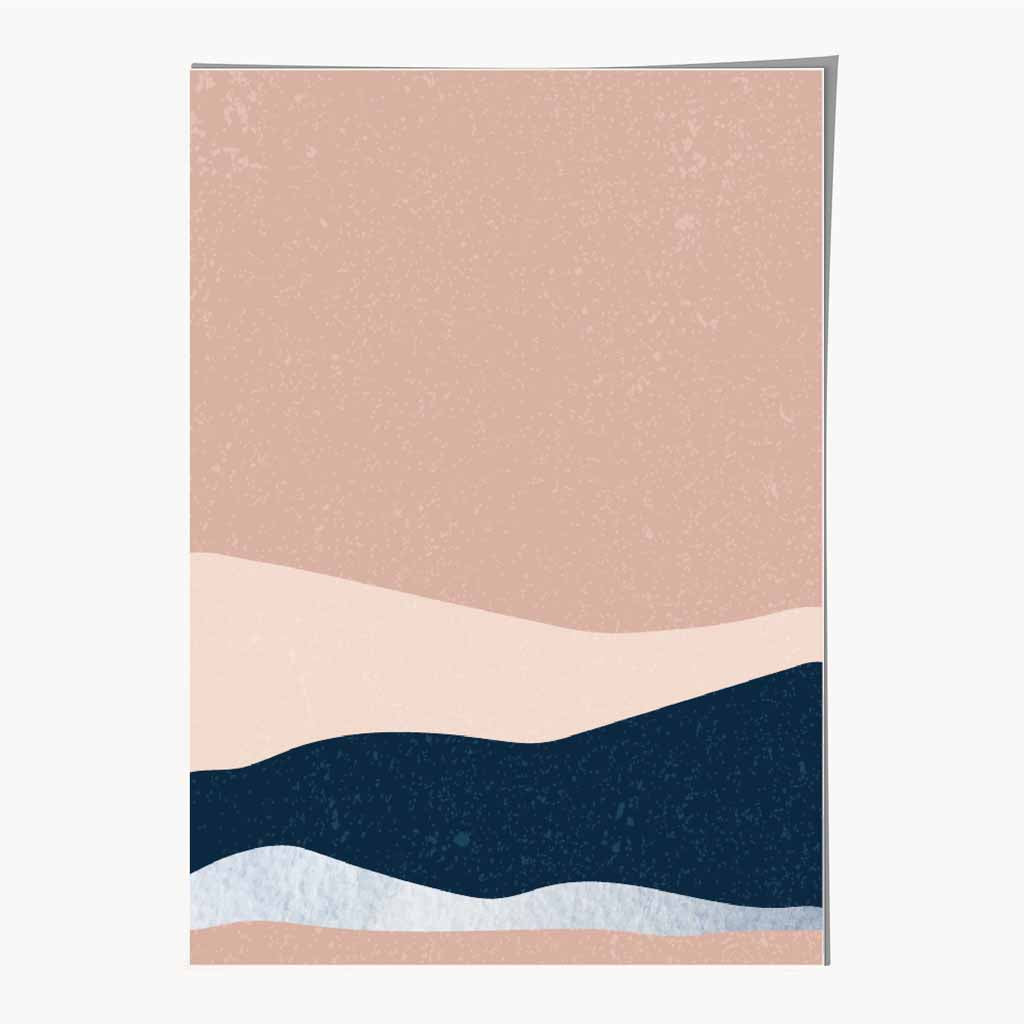 Abstract Painted Blush Pink, Blue Landscape Art Print | Wall Art Plaza