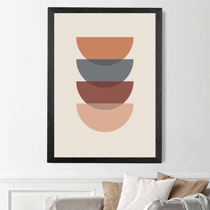 Mid Century Orange, Blue Geometric Circles Art Print | Wall Art Plaza