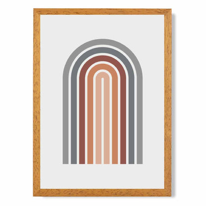 Mid Century Orange, Blue Geometric Arches Art Print | Wall Art Plaza