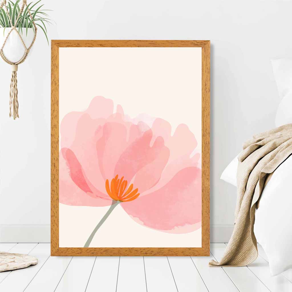 Boho Floral Pink, Beige Flower No 1 Art Print | Wall Art Plaza