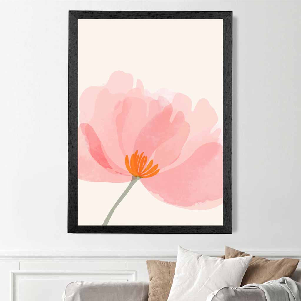 Boho Floral Pink, Beige Flower No 1 Art Print | Wall Art Plaza