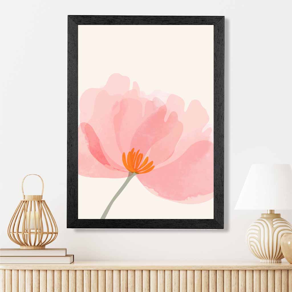 Boho Floral Pink, Beige Flower No 1 Art Print | Wall Art Plaza