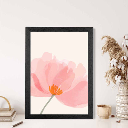 Boho Floral Pink, Beige Flower No 1 Art Print | Wall Art Plaza