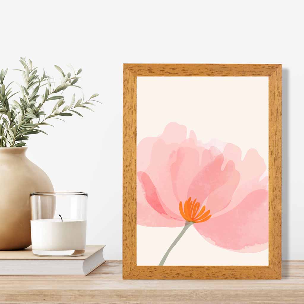 Boho Floral Pink, Beige Flower No 1 Art Print | Wall Art Plaza