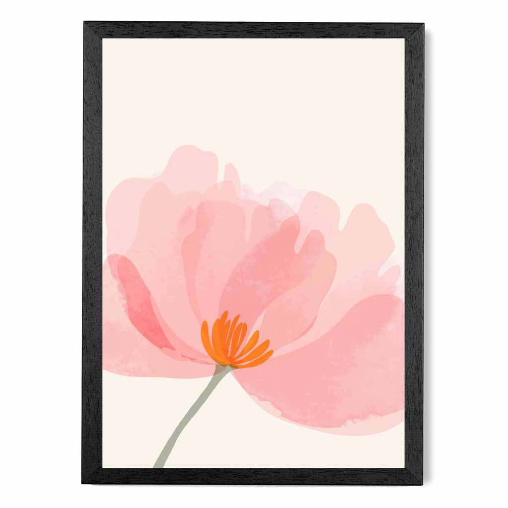 Boho Floral Pink, Beige Flower No 1 Art Print | Wall Art Plaza