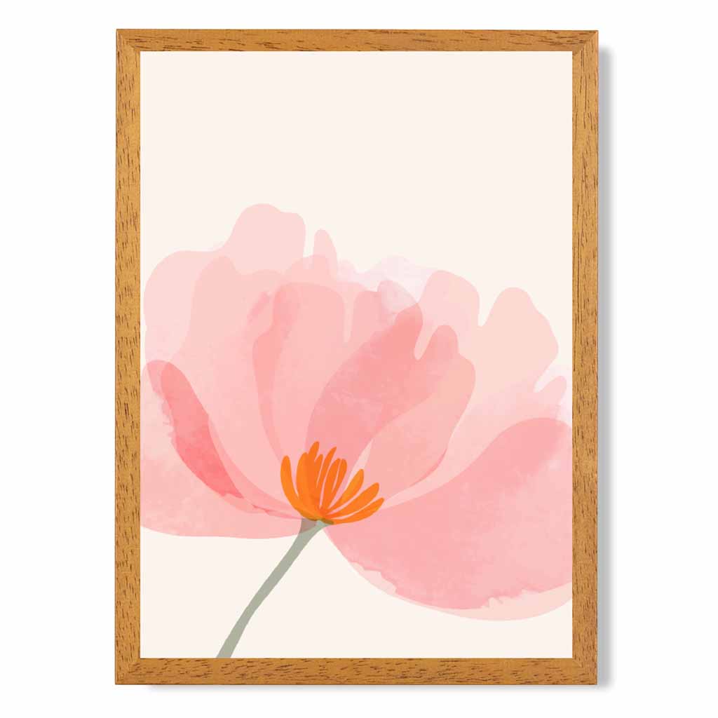 Boho Floral Pink, Beige Flower No 1 Art Print | Wall Art Plaza