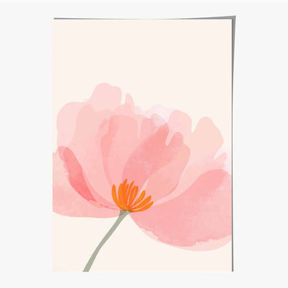 Boho Floral Pink, Beige Flower No 1 Art Print | Wall Art Plaza