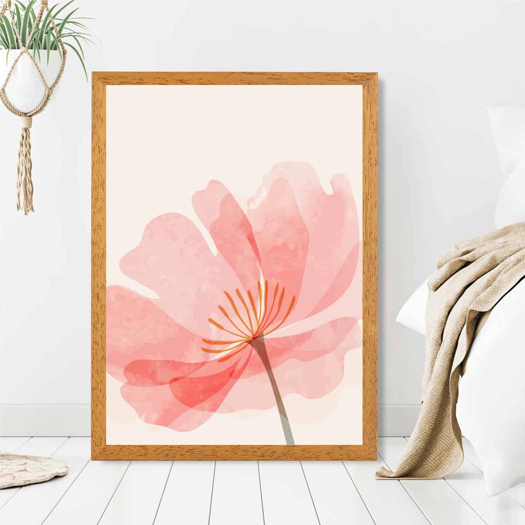 Boho Floral Pink, Beige Flower No 3 Art Print | Wall Art Plaza