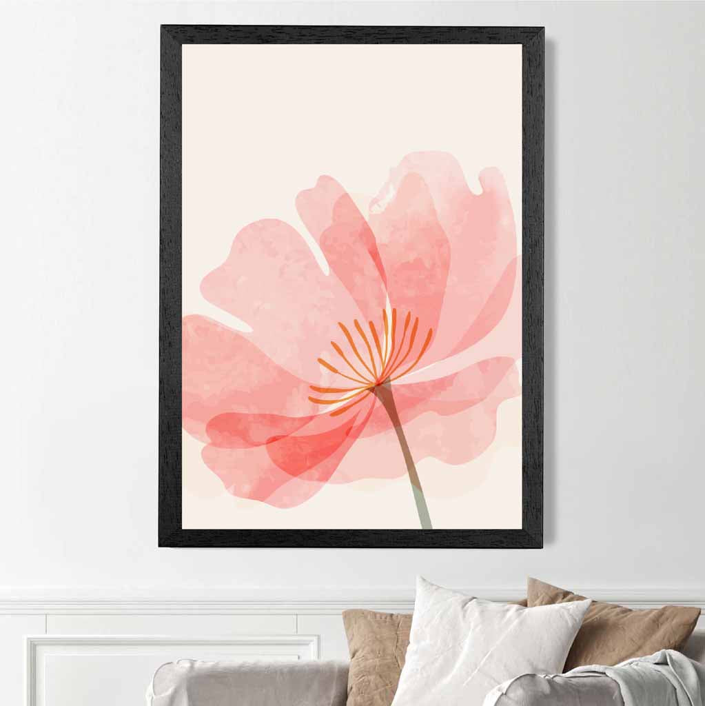 Boho Floral Pink, Beige Flower No 3 Art Print | Wall Art Plaza