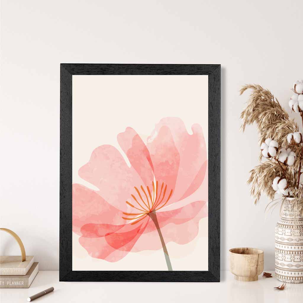 Boho Floral Pink, Beige Flower No 3 Art Print | Wall Art Plaza