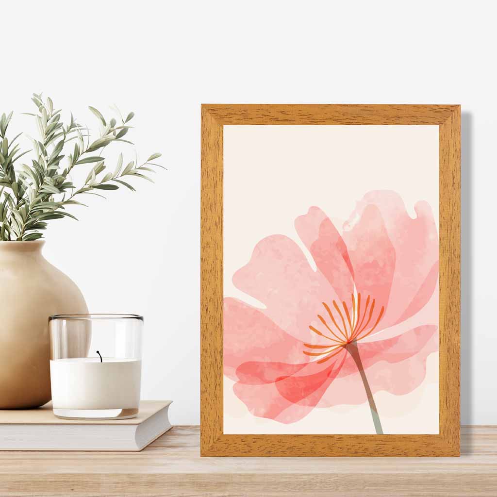 Boho Floral Pink, Beige Flower No 3 Art Print | Wall Art Plaza