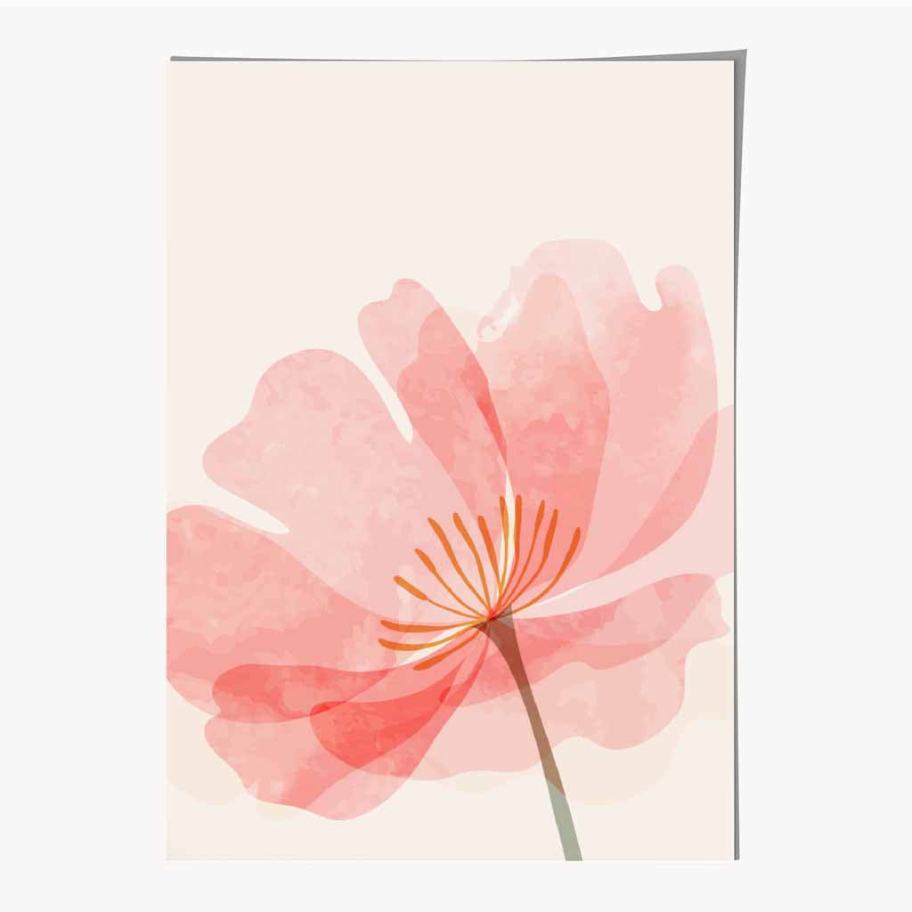 Boho Floral Pink, Beige Flower No 3 Art Print | Wall Art Plaza