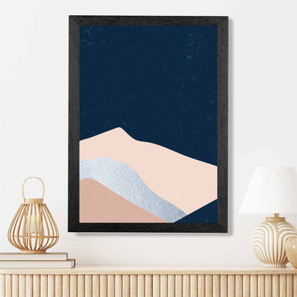 Abstract Painted Navy Blue, Pink Mountains Art Print | Wall Art Plaza