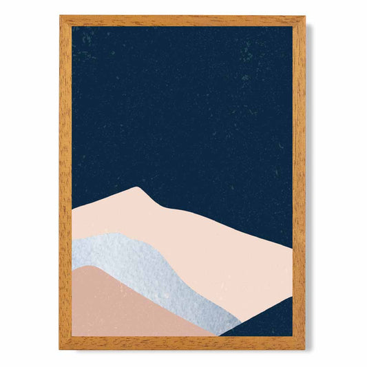 Abstract Painted Navy Blue, Pink Mountains Art Print | Wall Art Plaza