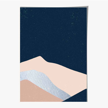 Abstract Painted Navy Blue, Pink Mountains Art Print | Wall Art Plaza