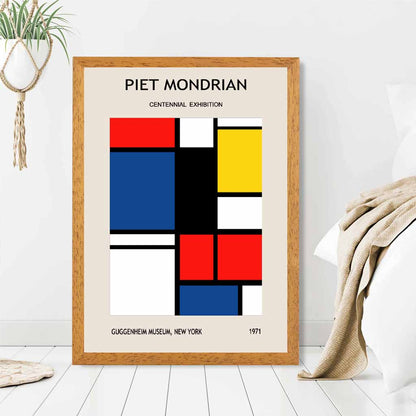 Modern Blue, Red Piet Mondrian Exhibition No 1 Art Print | Wall Art Plaza