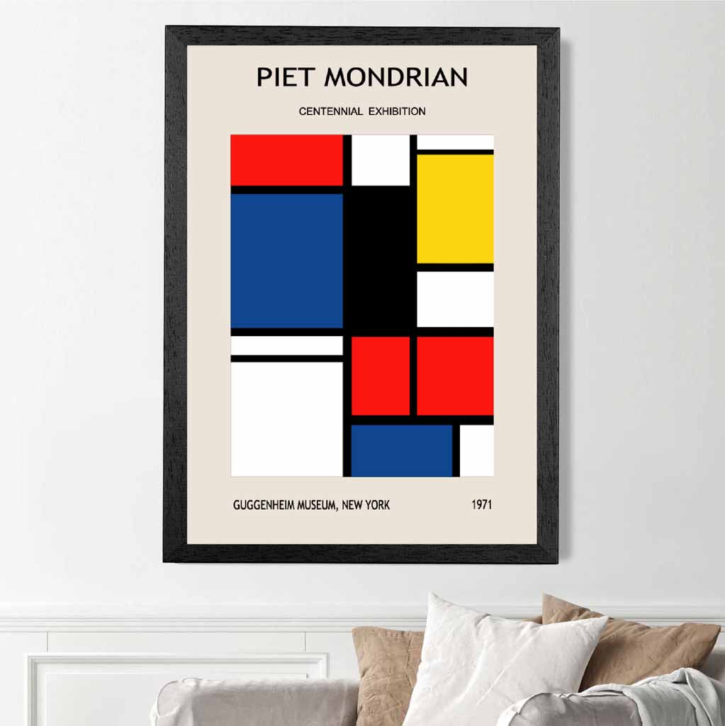 Modern Blue, Red Piet Mondrian Exhibition No 1 Art Print | Wall Art Plaza