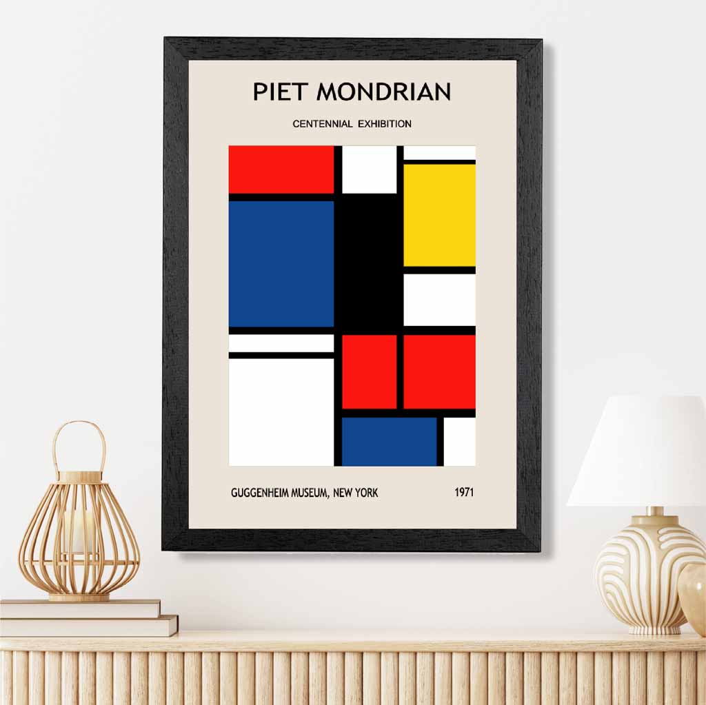 Modern Blue, Red Piet Mondrian Exhibition No 1 Art Print | Wall Art Plaza