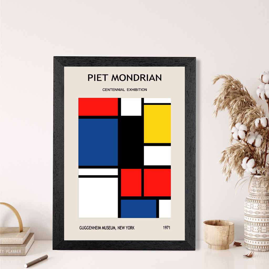 Modern Blue, Red Piet Mondrian Exhibition No 1 Art Print | Wall Art Plaza