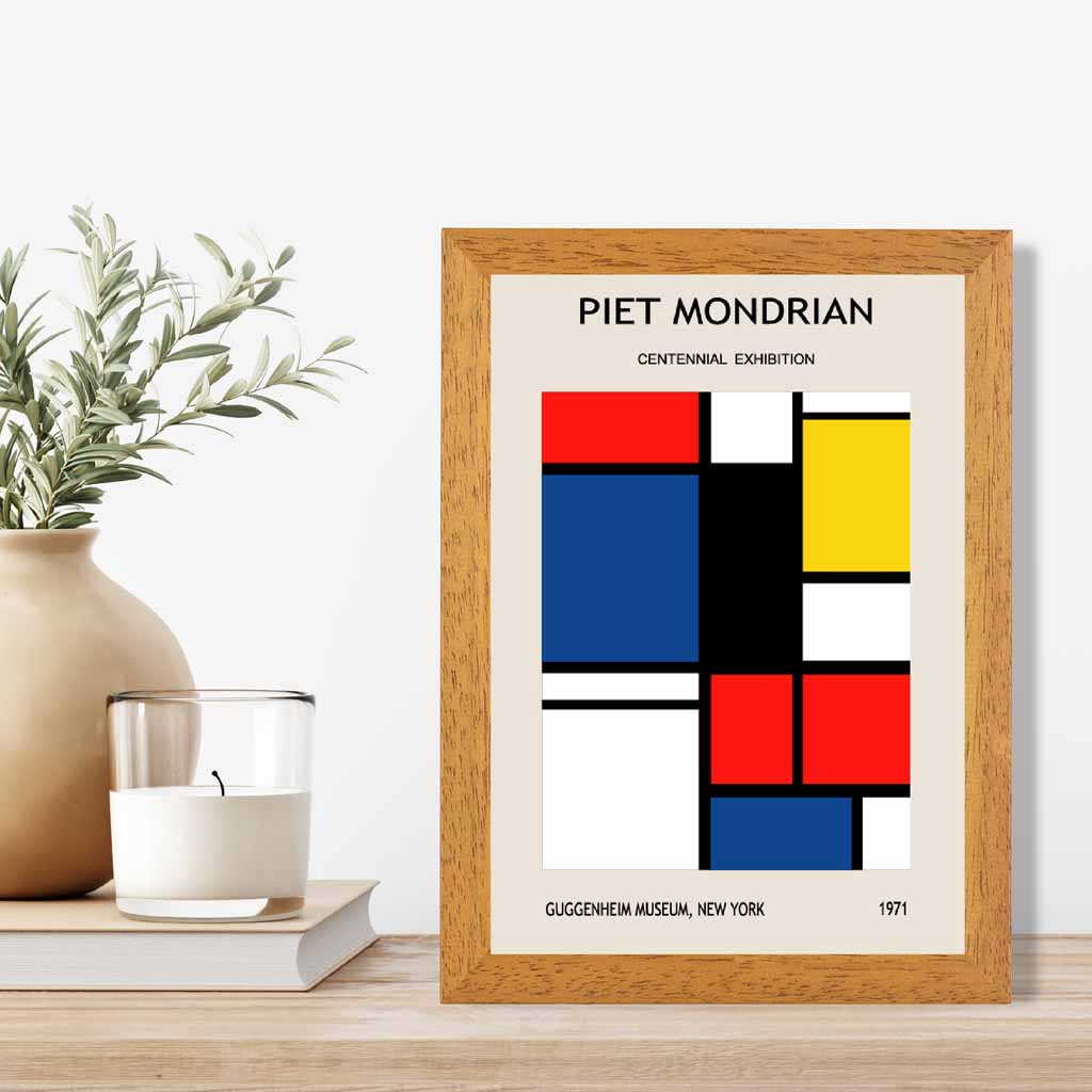 Modern Blue, Red Piet Mondrian Exhibition No 1 Art Print | Wall Art Plaza