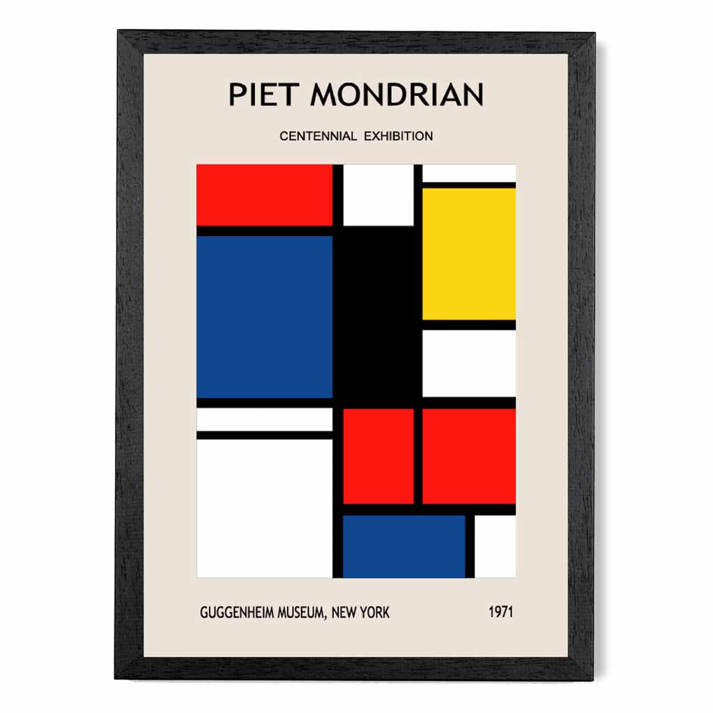 Modern Blue, Red Piet Mondrian Exhibition No 1 Art Print | Wall Art Plaza