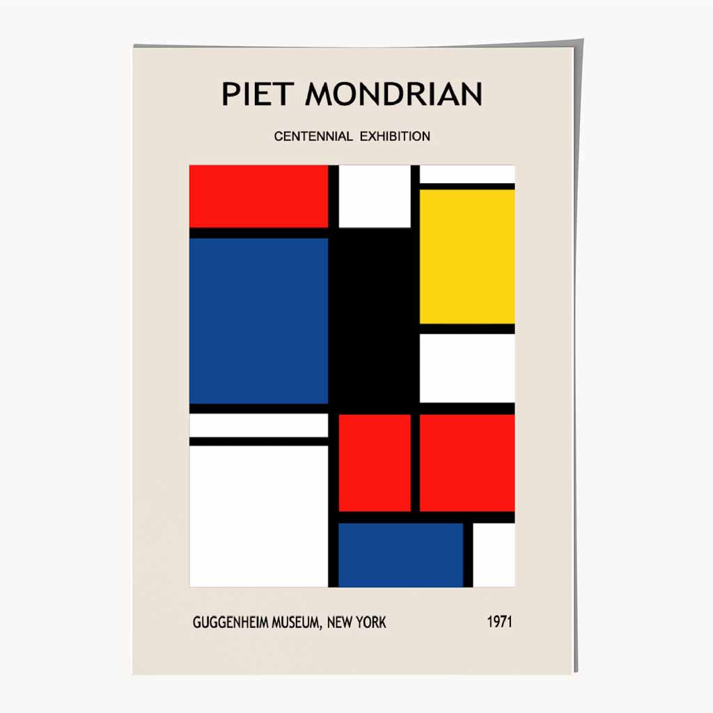 Modern Blue, Red Piet Mondrian Exhibition No 1 Art Print | Wall Art Plaza