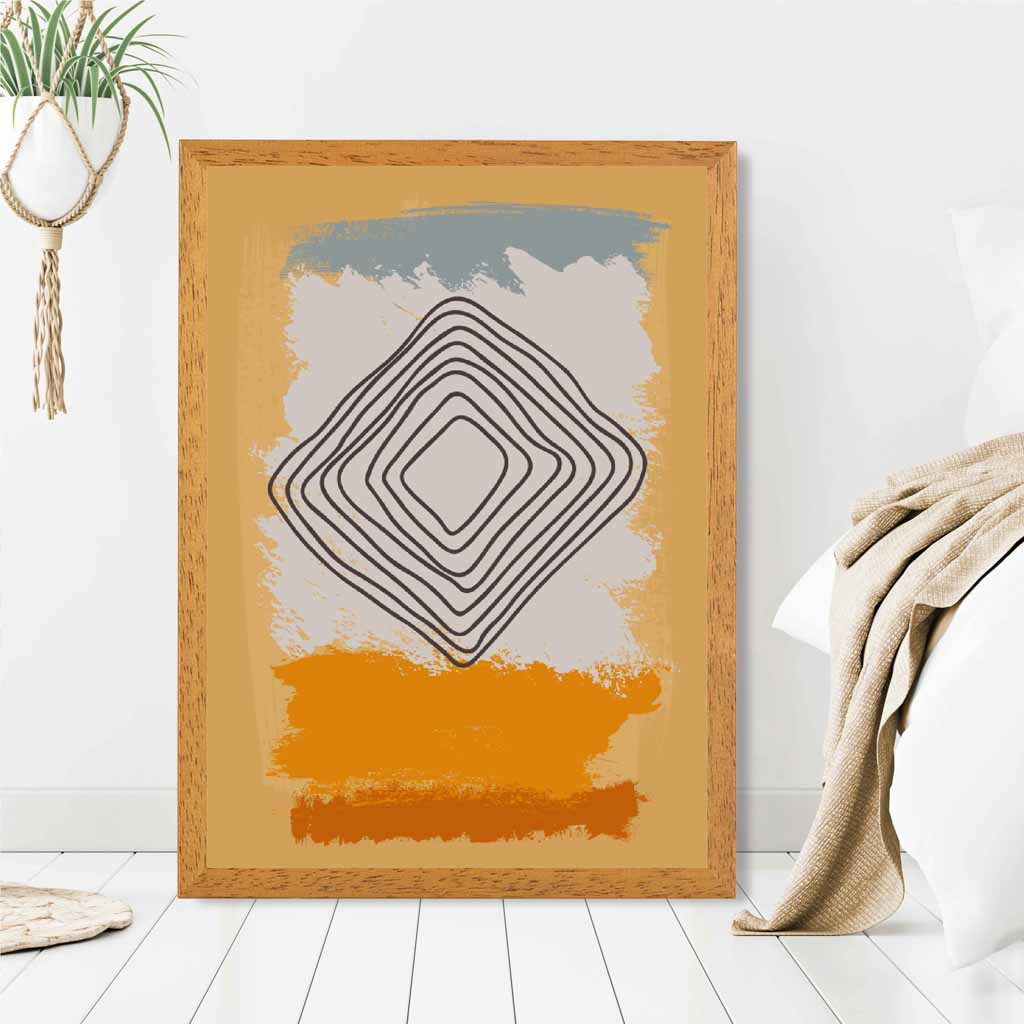 Modern Abstract Yellow, Orange Line Art Art Print | Wall Art Plaza