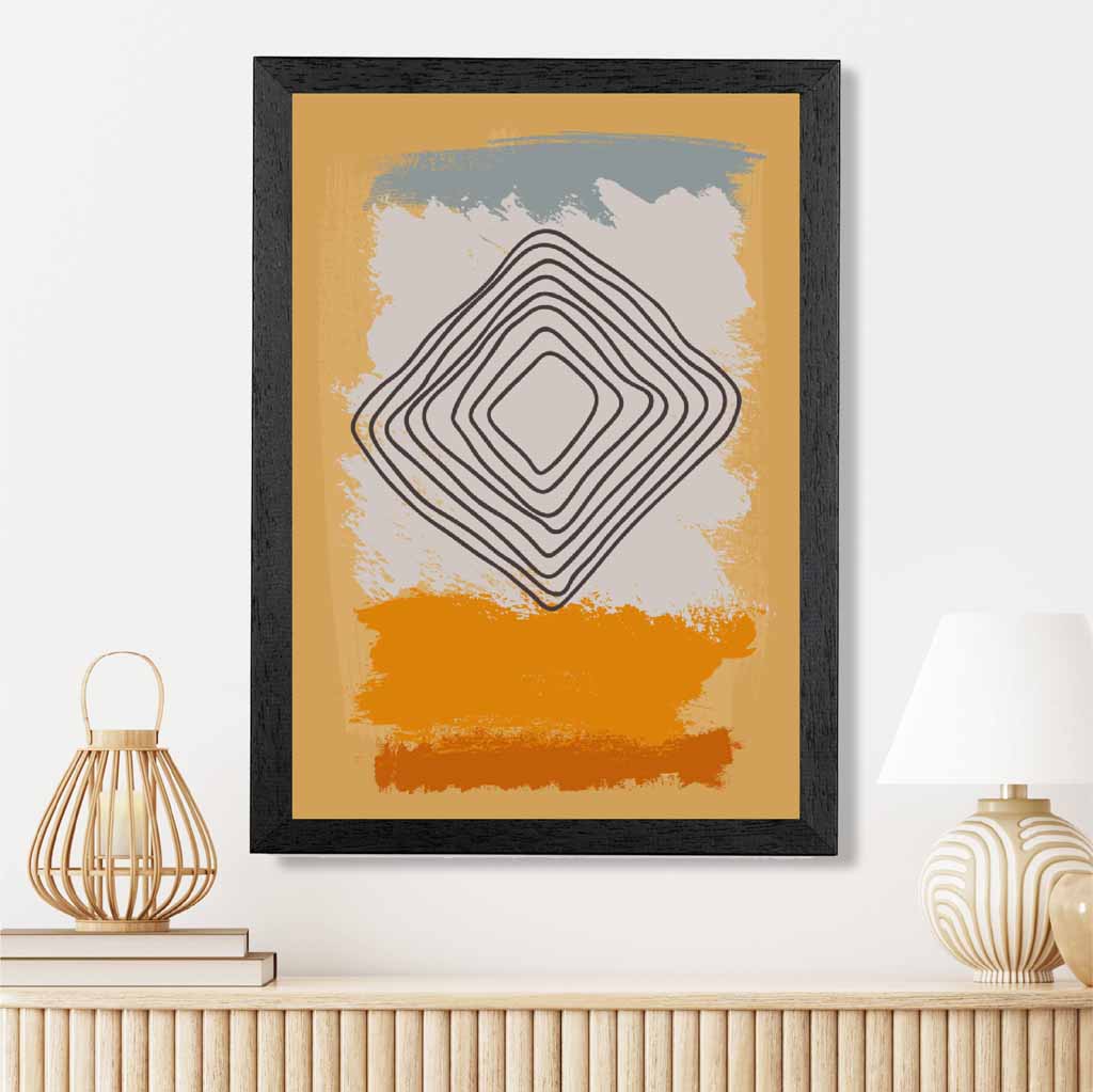 Modern Abstract Yellow, Orange Line Art Art Print | Wall Art Plaza