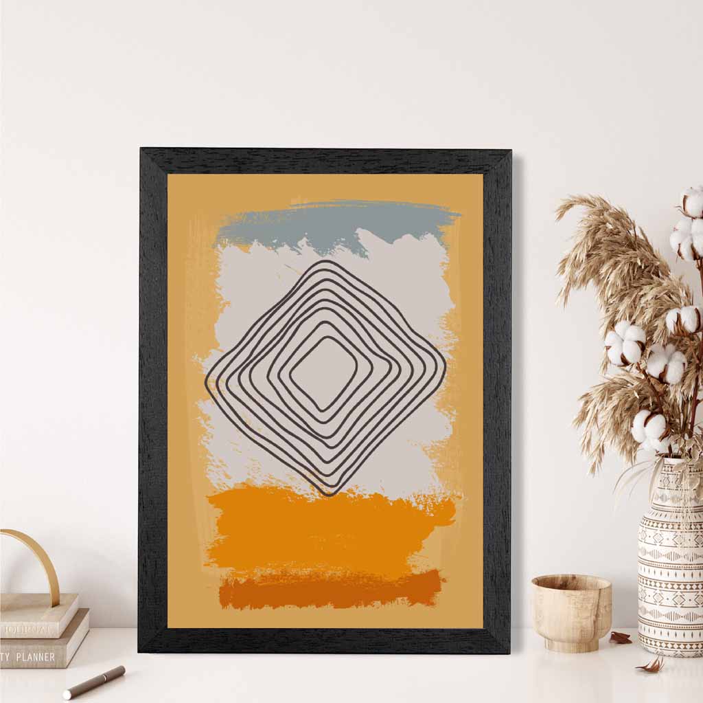 Modern Abstract Yellow, Orange Line Art Art Print | Wall Art Plaza