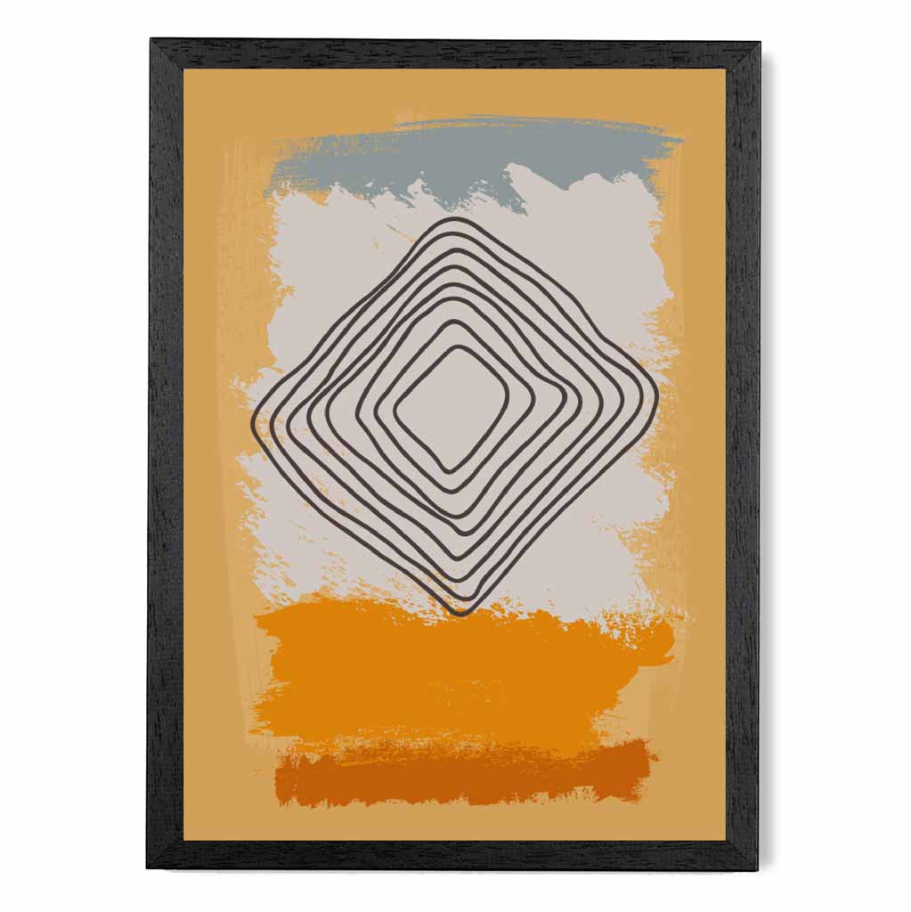 Modern Abstract Yellow, Orange Line Art Art Print | Wall Art Plaza