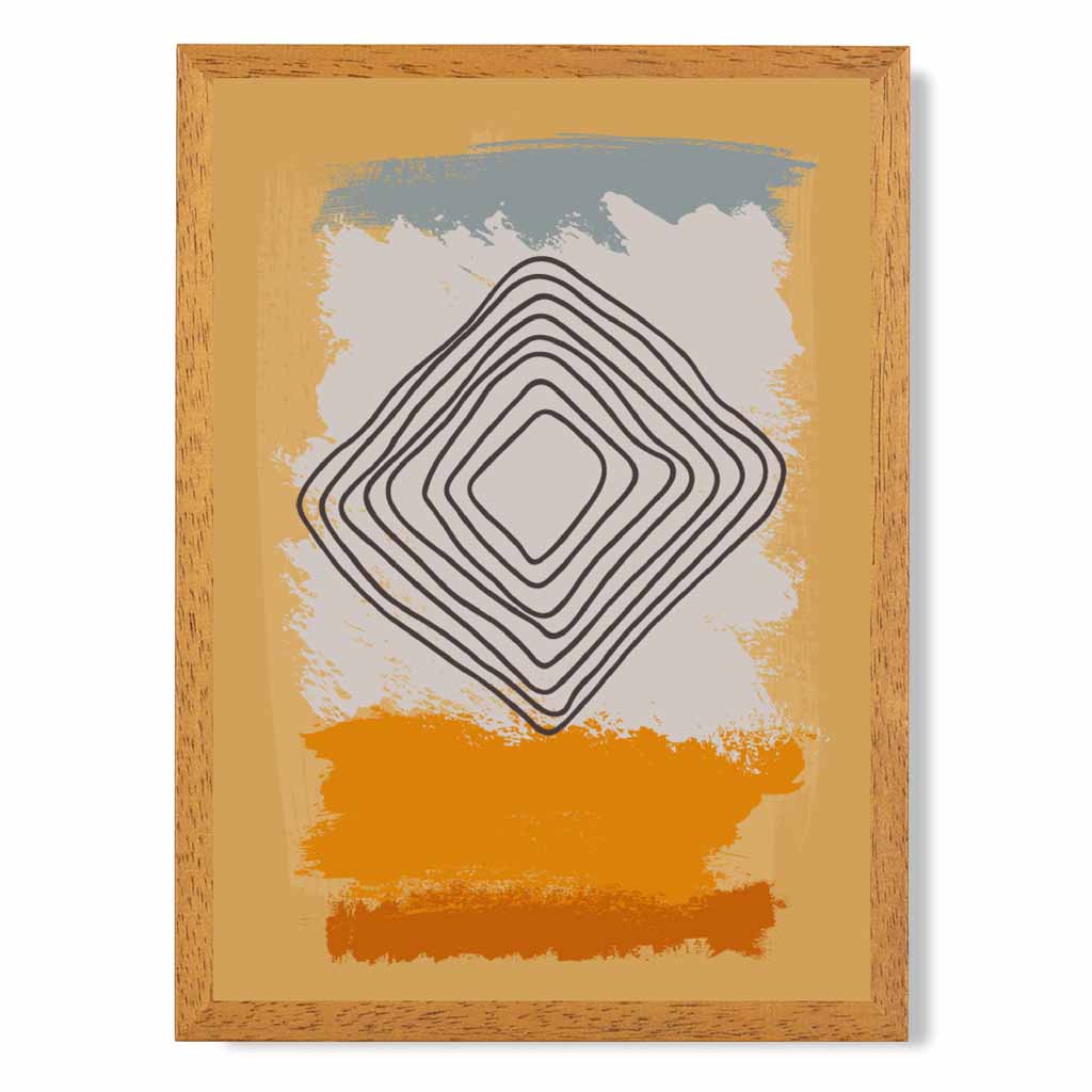 Modern Abstract Yellow, Orange Line Art Art Print | Wall Art Plaza