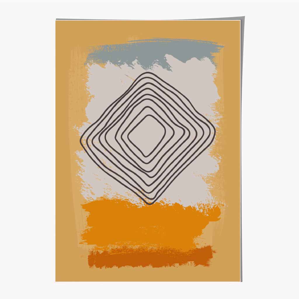 Modern Abstract Yellow, Orange Line Art Art Print | Wall Art Plaza