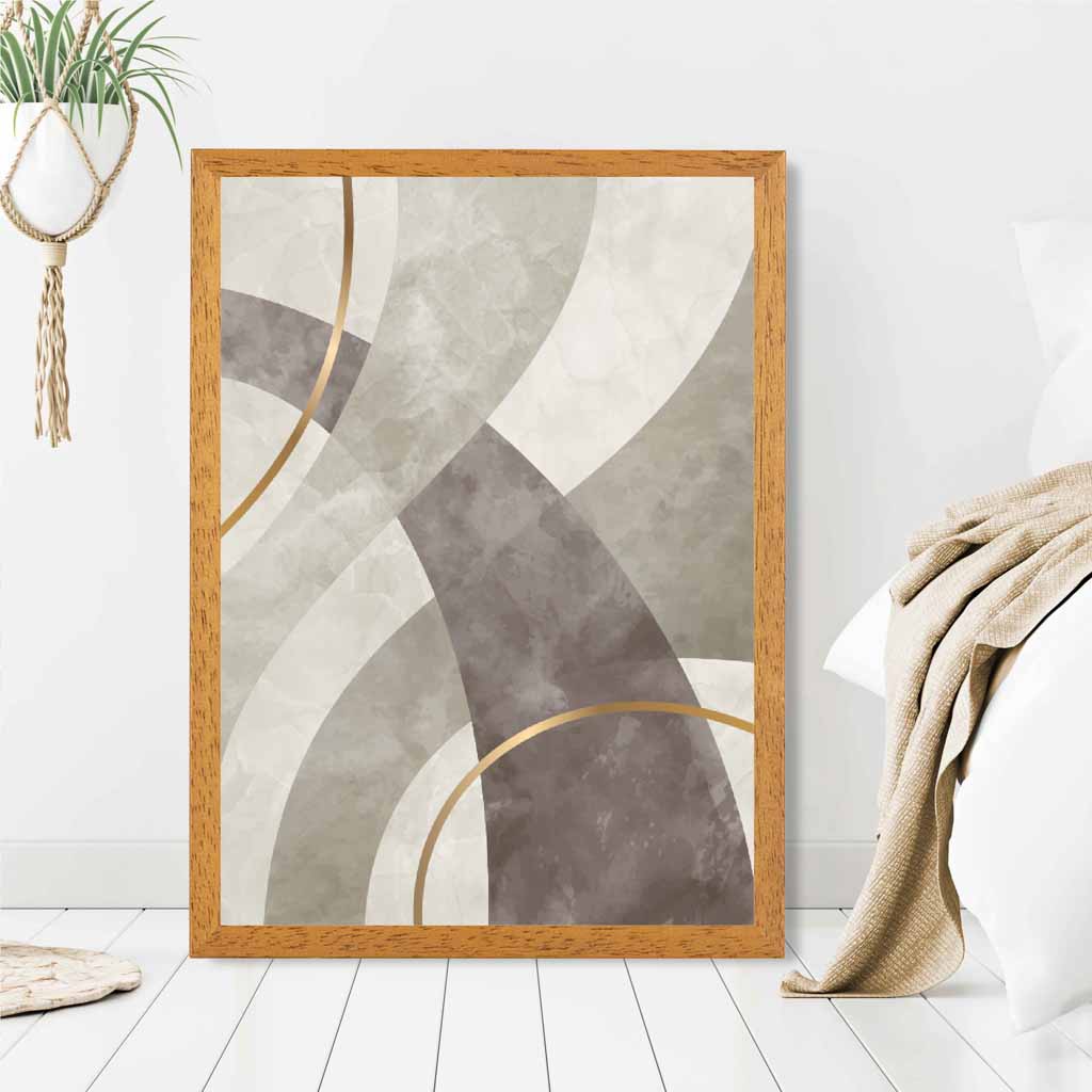 Abstract Painted Beige, Brown Shapes No 2 Art Print | Wall Art Plaza