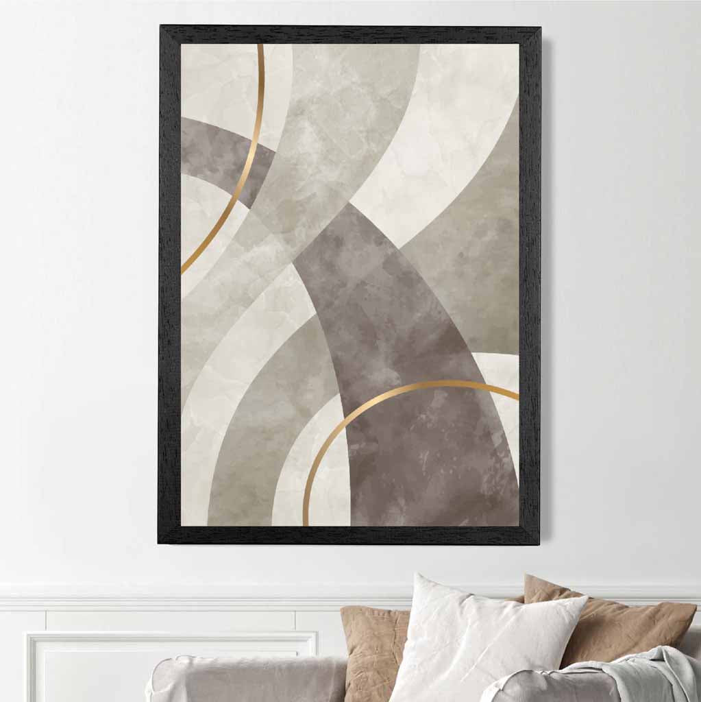 Abstract Painted Beige, Brown Shapes No 2 Art Print | Wall Art Plaza