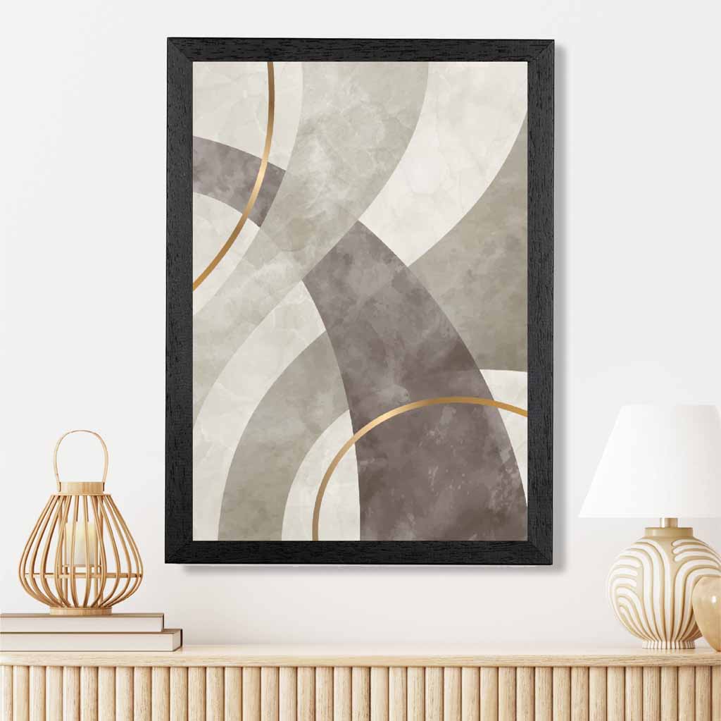 Abstract Painted Beige, Brown Shapes No 2 Art Print | Wall Art Plaza