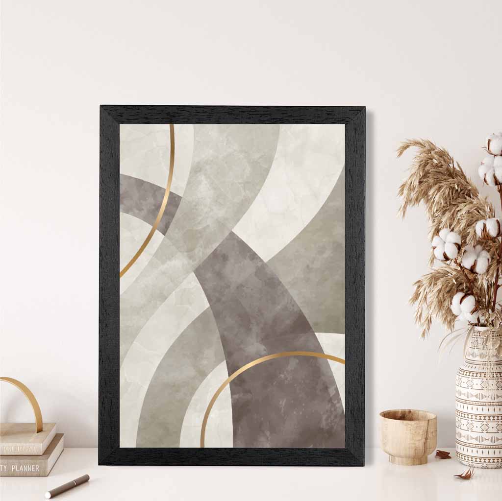 Abstract Painted Beige, Brown Shapes No 2 Art Print | Wall Art Plaza