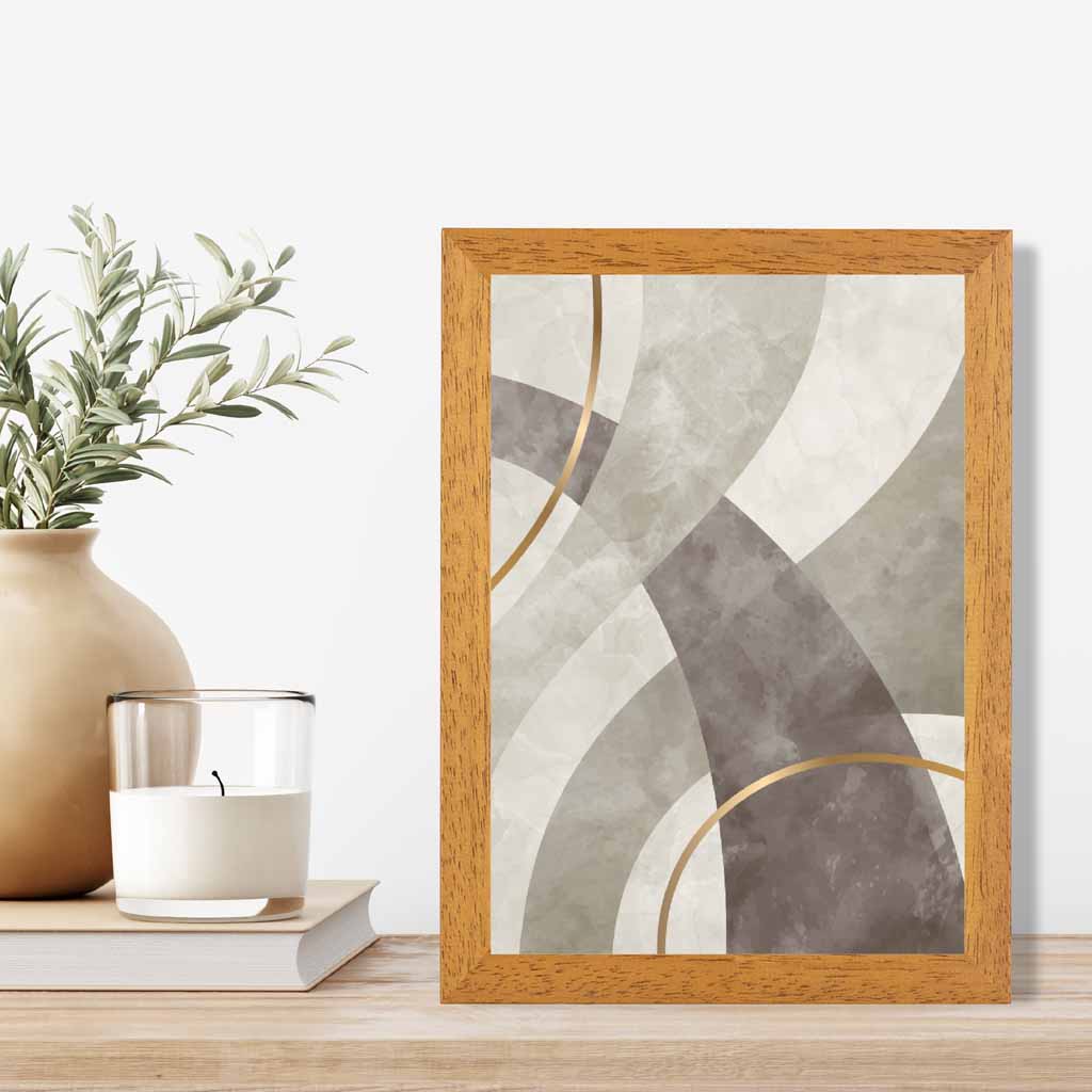 Abstract Painted Beige, Brown Shapes No 2 Art Print | Wall Art Plaza