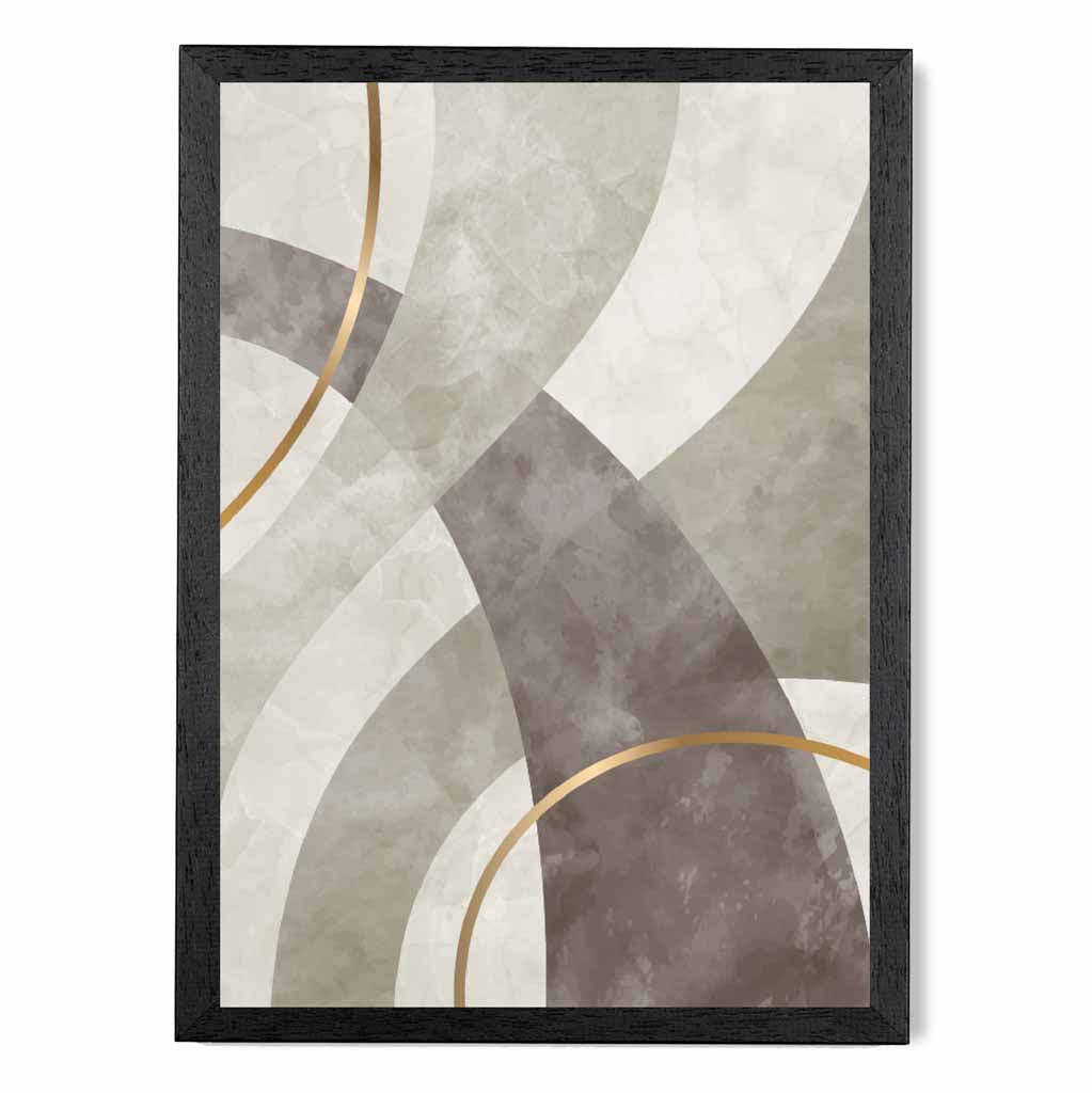 Abstract Painted Beige, Brown Shapes No 2 Art Print | Wall Art Plaza