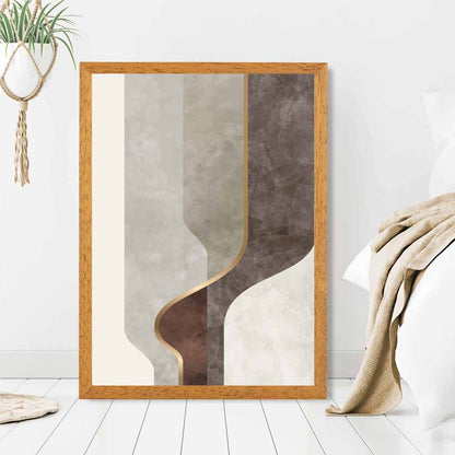 Abstract Painted Beige, Brown Shapes No 3 Art Print | Wall Art Plaza