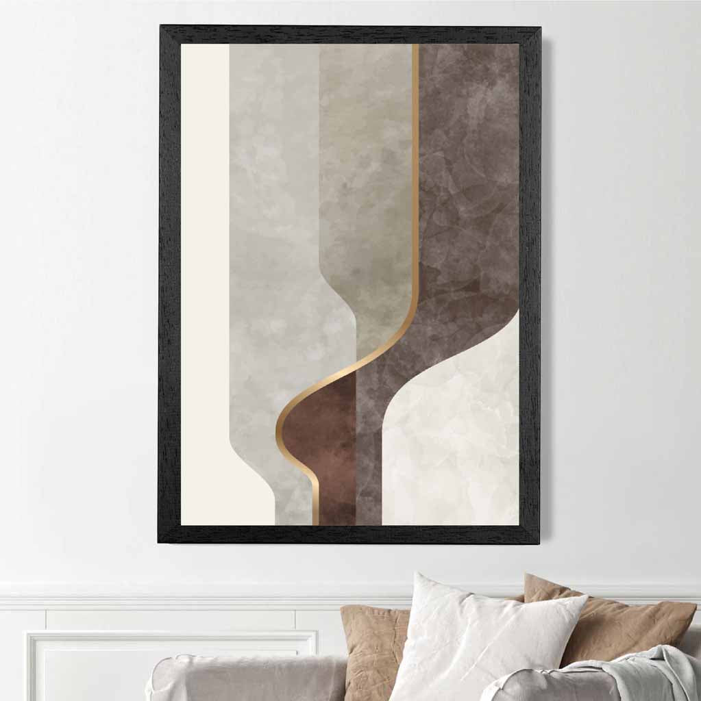 Abstract Painted Beige, Brown Shapes No 3 Art Print | Wall Art Plaza