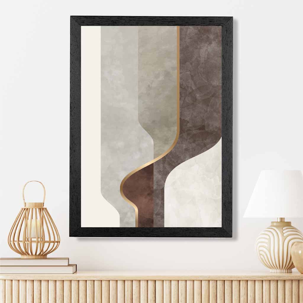 Abstract Painted Beige, Brown Shapes No 3 Art Print | Wall Art Plaza