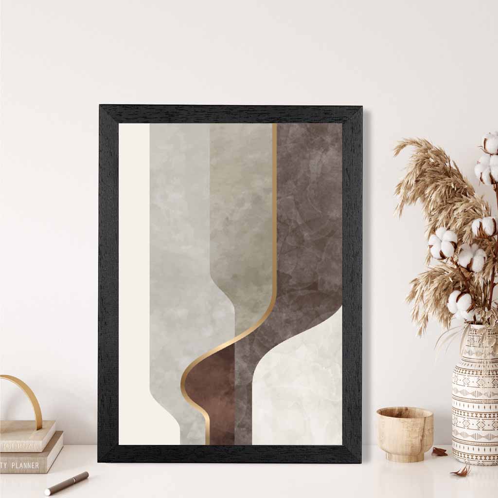 Abstract Painted Beige, Brown Shapes No 3 Art Print | Wall Art Plaza